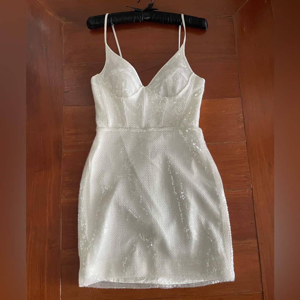 David Koma white sequined mini dress, size 6 UK (US 2) worn once!